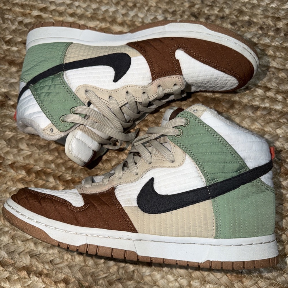 Nike Dunk High LX Next Nature Toasty Brown White Green Rare Woman's Size 9.5